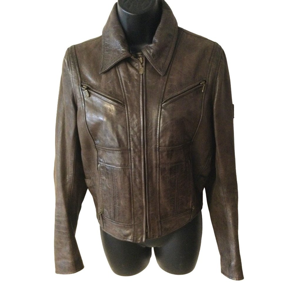 Belstaff Black Prince Motorcycle Jacket Brown size 42 Woman's Small S SM